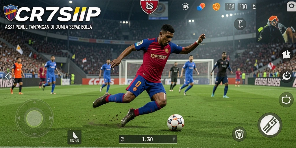 Screenshot CR7SIP menampilkan aksi seru di lapangan hijau.