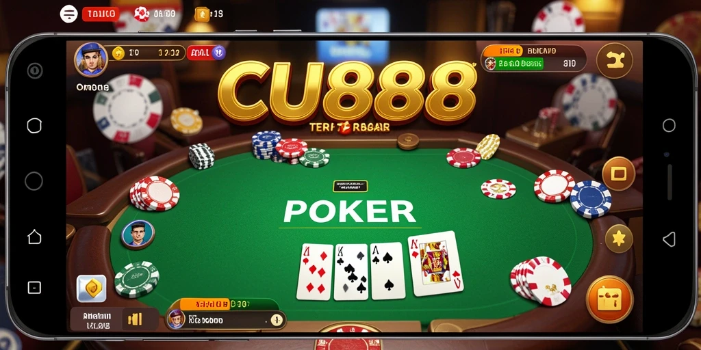 Screenshot CU888 menampilkan gameplay Poker yang mendebarkan dan interaktif.