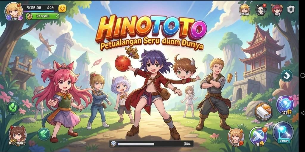Screenshot HINOTOTO menampilkan karakter Anime dalam aksi seru.