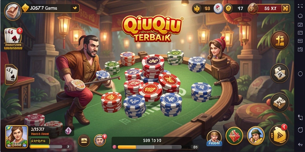 Tampilan menarik dari gameplay QiuQiu di JOS77.