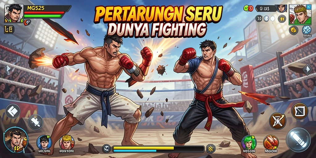 Tangkapan layar utama MG525 menampilkan aksi pertarungan yang intens dan mendebarkan.