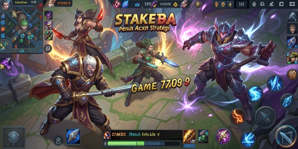 Tampilan gameplay seru STAKE779 di arena pertempuran MOBA.